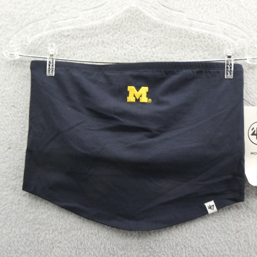 47 Brand Tube Top Womens Small Michigan Wolverines Navy Blue Embroidered Cotton